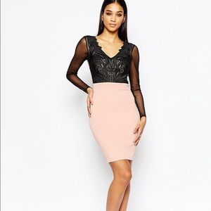 Lipsy 2 in 1 Plunge Appliqué Top and Pencil Skirt